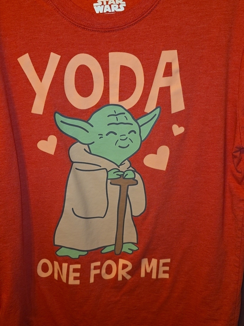 Star Wars Red Tee with Green Yoda Graphic